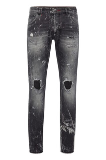 Серые джинсы с отделкой Philipp Plein