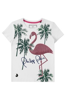 Белая футболка с фламинго Philipp Plein Kids