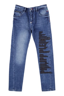 Голубые джинсы с логотипом Philipp Plein Kids