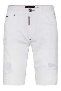 Белые джинсовые шорты Philipp Plein