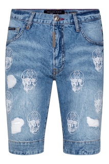 Джинсовые шорты с вышивкой Philipp Plein
