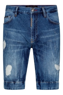 Голубые джинсовые шорты Philipp Plein