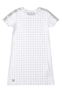 Белое платье-футболка со стразами Philipp Plein Kids