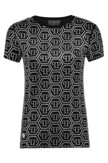 Футболка с монограммами из кристаллов Philipp Plein