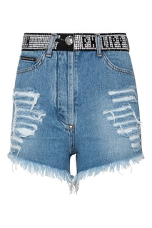 Джинсовые шорты с кристаллами Philipp Plein