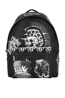 Черный рюкзак с принтом Philipp Plein