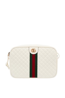 Белая стеганая сумка с полосами Web и логотипом GG Gucci