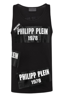 Черная майка с логотипами Philipp Plein