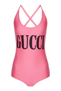 Розовый купальник с принтом Gucci