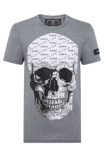 Серая футболка с принтом в виде черепа Philipp Plein