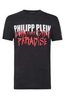 Черная футболка с надписью и логотипом Philipp Plein