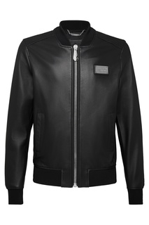 Черная кожаная куртка Philipp Plein
