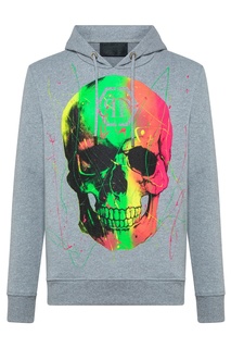 Серое худи с черепом Philipp Plein