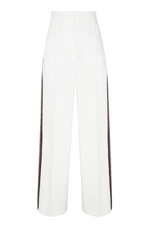 Белые брюки с лампасами FF Fendi