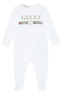 Белый комбинезон с логотипом Gucci Kids