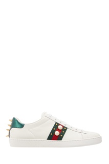 Белые кеды с отделкой Gucci