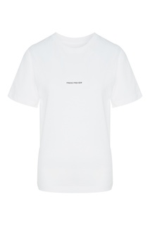 Белая хлопковая футболка с принтом Mo&Co