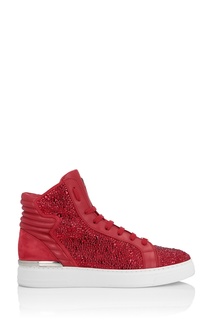Красные кеды с кристаллами Philipp Plein