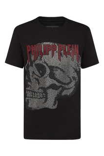 Свободная черная футболка со стразами Philipp Plein