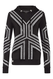 Черное худи с кристаллами Philipp Plein