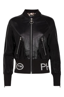 Черный лакированный бомбер Philipp Plein