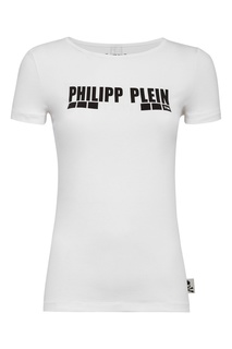 Белая футболка с контрастным принтом Philipp Plein
