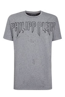 Серая мужская футболка с логотипом Philipp Plein