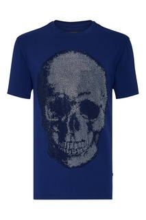 Синяя футболка со стразами Philipp Plein