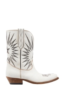 Белые ковбойские сапоги с вышивкой Golden Goose Deluxe Brand