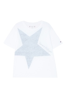 Белая хлопковая футболка со звездой Tommy Hilfiger Kids
