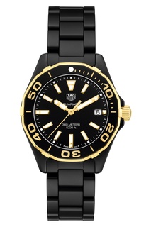 AQUARACER Кварцевые женские часы с золотисто-черным циферблатом Tag Heuer