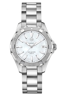 AQUARACER Кварцевые женские часы с белым перламутровым циферблатом Tag Heuer