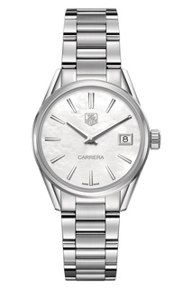 CARRERA Кварцевые женские часы с белым перламутровым циферблатом Tag Heuer