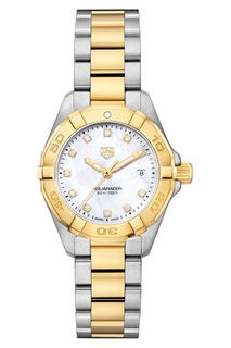 AQUARACER Кварцевые женские часы с перламутровым белым циферблатом Tag Heuer
