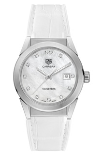 CARRERA Кварцевые женские часы с белым перламутровым циферблатом Tag Heuer