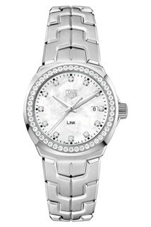LINK Кварцевые женские часы с перламутром и бриллиантами Tag Heuer