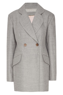 Серый двубортный жакет Ulyana Sergeenko