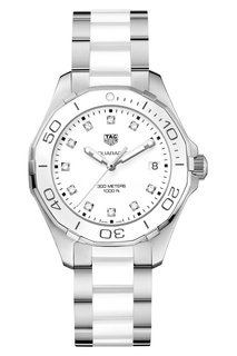 AQUARACER Кварцевые женские часы с белым циферблатом Tag Heuer