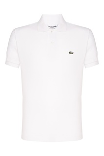 Белое поло с логотипом Lacoste