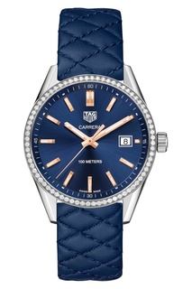 CARRERA Кварцевые женские часы с синим циферблатом и ремешком Tag Heuer