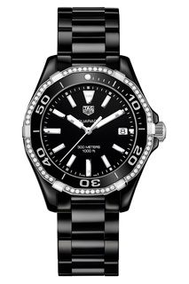 AQUARACER Кварцевые женские часы черного цвета Tag Heuer