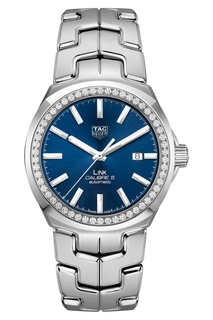 LINK Calibre 5 Автоматические часы с синим циферблатом и бриллиантами Tag Heuer