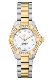 AQUARACER Кварцевые женские часы с золотом и бриллиантами Tag Heuer