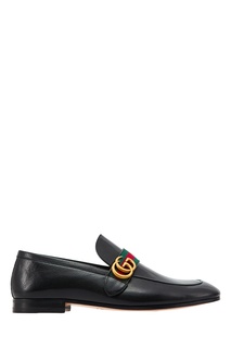 Черные кожаные лоферы Web Gucci Man