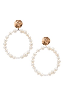 Серьги с жемчужными подвесками-кольцами Caviar Jewellery