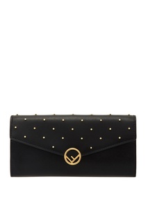 Черный кошелек с золотистым декором Fendi