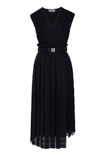 Черное платье из органзы с шитьем Fendi