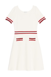 Белое платье с контрастной отделкой Sandro