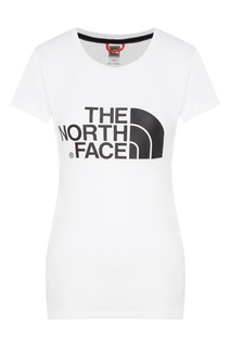 Хлопковая белая футболка с черным логотипом The North Face