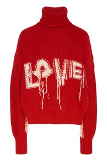 Красный свитер с надписью "Love" Moncler